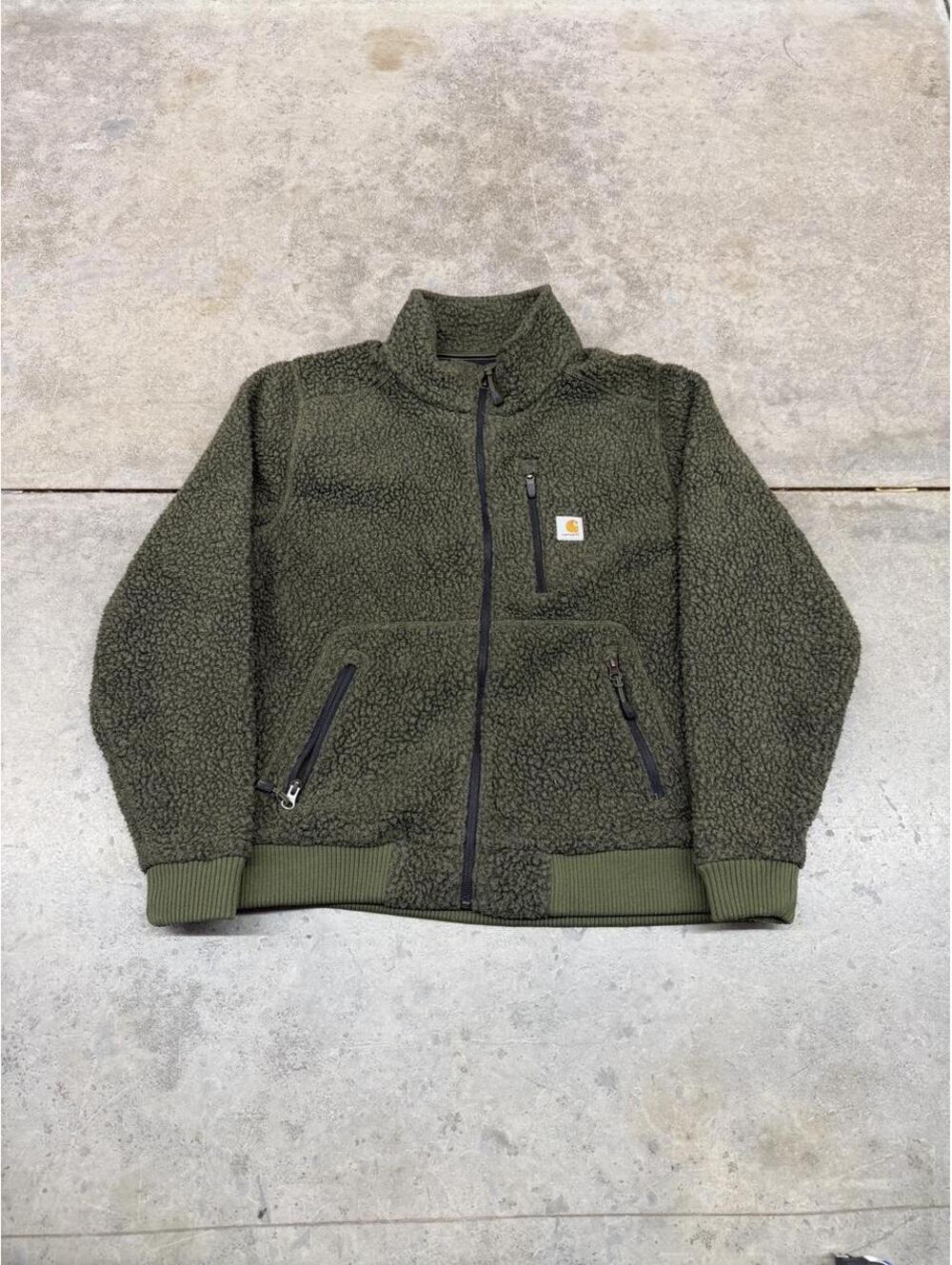 vintage carhartt olive green sherpa fleece full zip jacket size large WOMENS